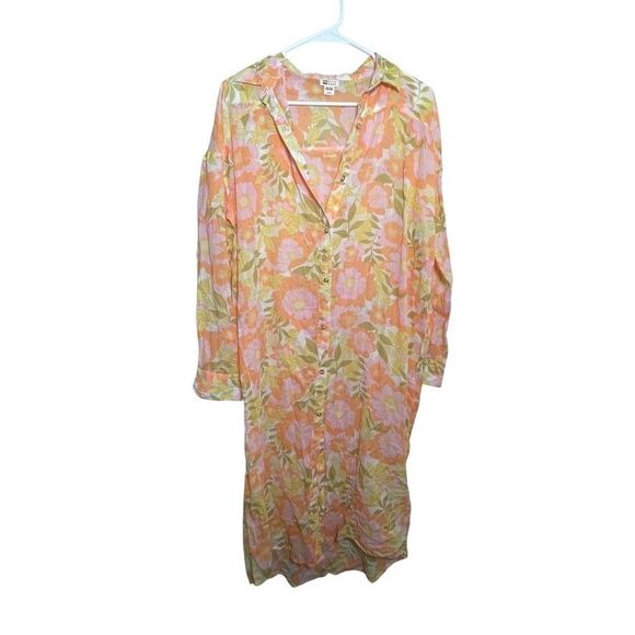 Billabong Dress Women's Medium Button Up Coverup Collared Lightweight - Picture 1 of 8